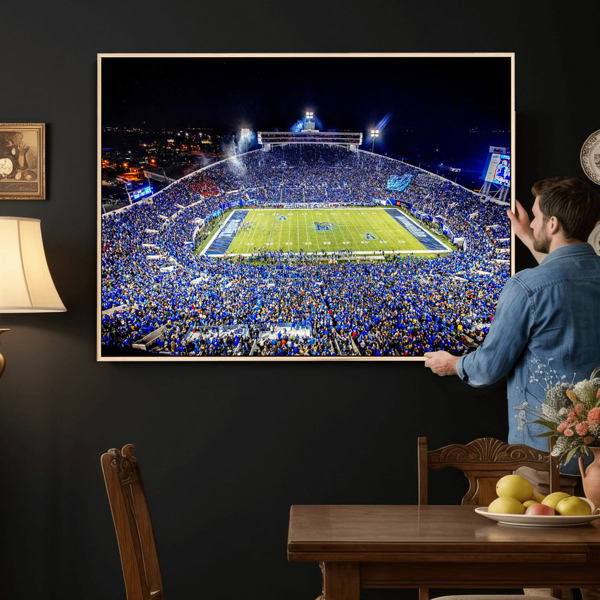 11665-PAN-FL-20X10 - University of Memphis Tigers Football Team Print - Memphis Simmons Bank Liberty Stadium Wall Art