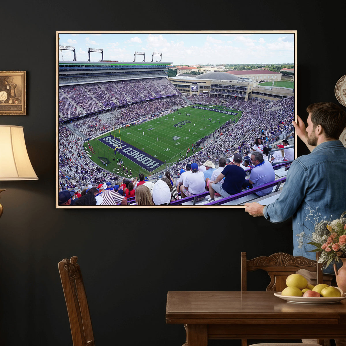 95139-MGV-CV-36X24 - The Texas Christian University TCU Horned Frogs Football Team Print, Fort Worth