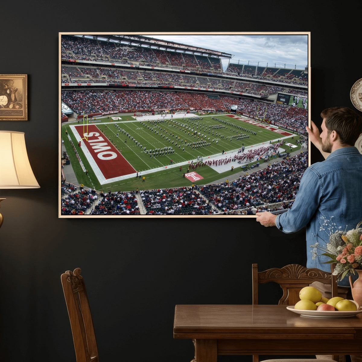 15310-PAN-FL-20X10 - The Temple University Owls Athletics Team Print - Philadelphia Lincoln Financial Field Stadium Wall