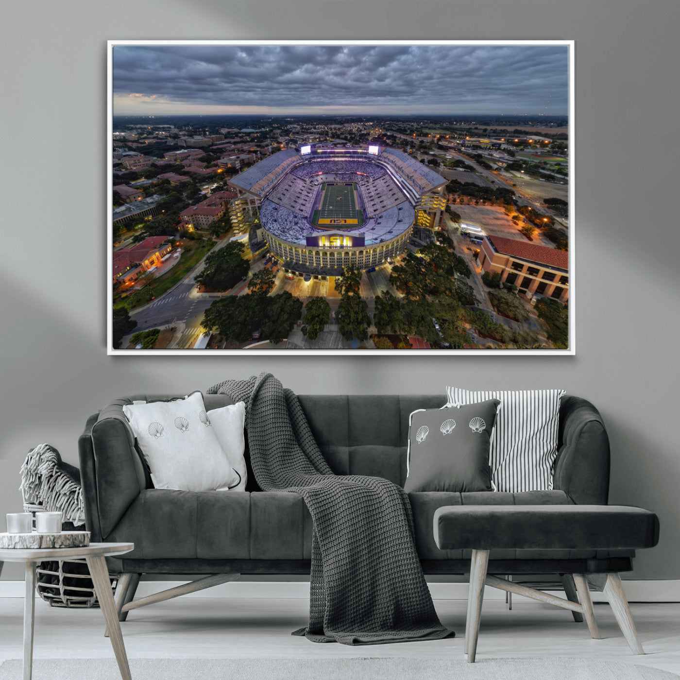 MGV-FC-36X24 - The Louisiana State University Tigers Football Team Print - Baton Rouge Tiger Stadium Wall Art