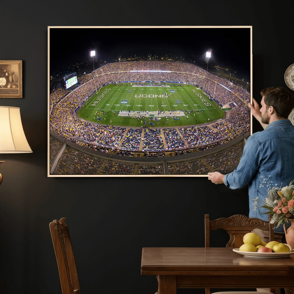 52855-MGV-CV-36X24 - The University of Connecticut UCONN Huskies Football Team Print, East Hartford