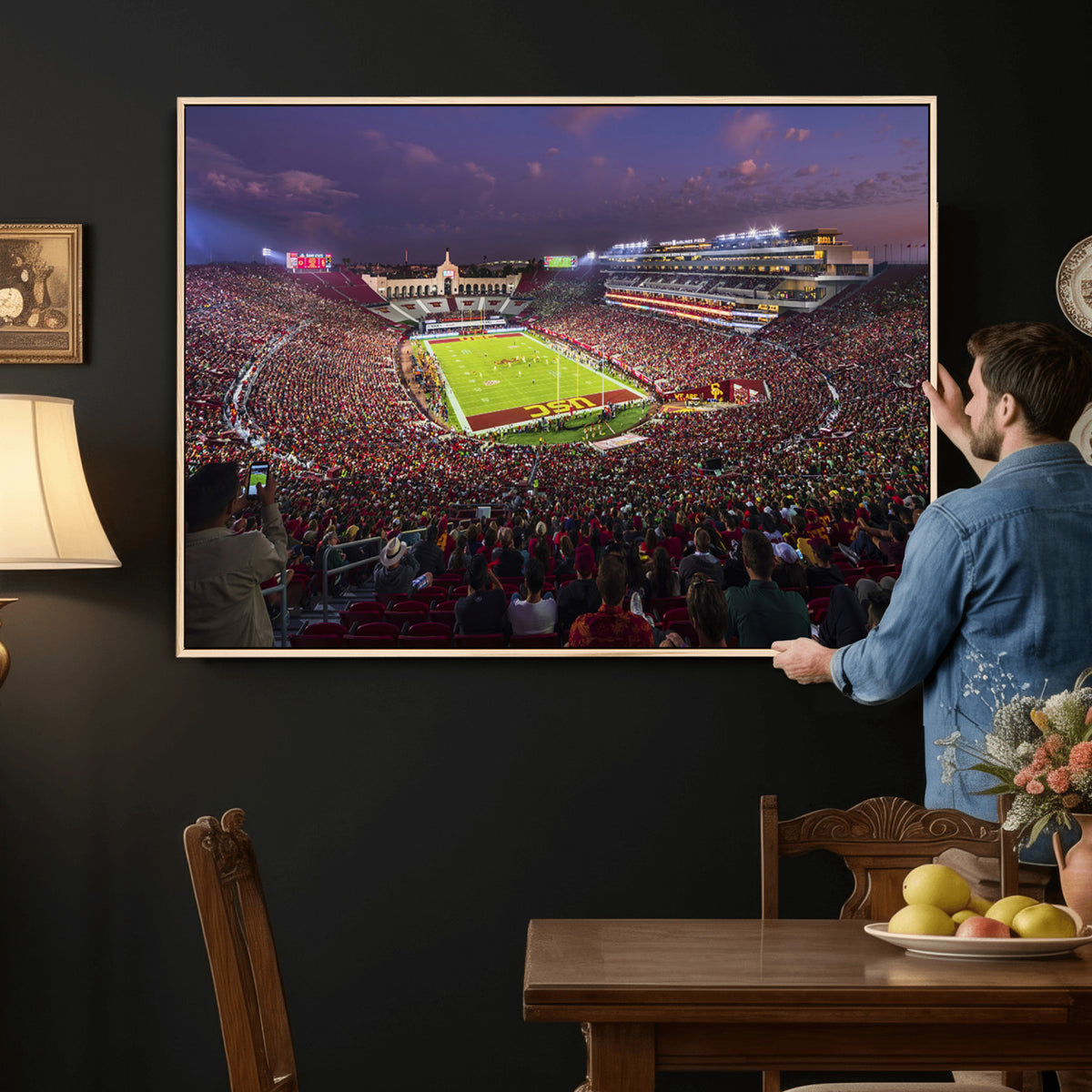 73373-MGV-CV-36X24 - The University of Southern California USC Trojans Football Team Print, Extra Large Game Room Wall Decor