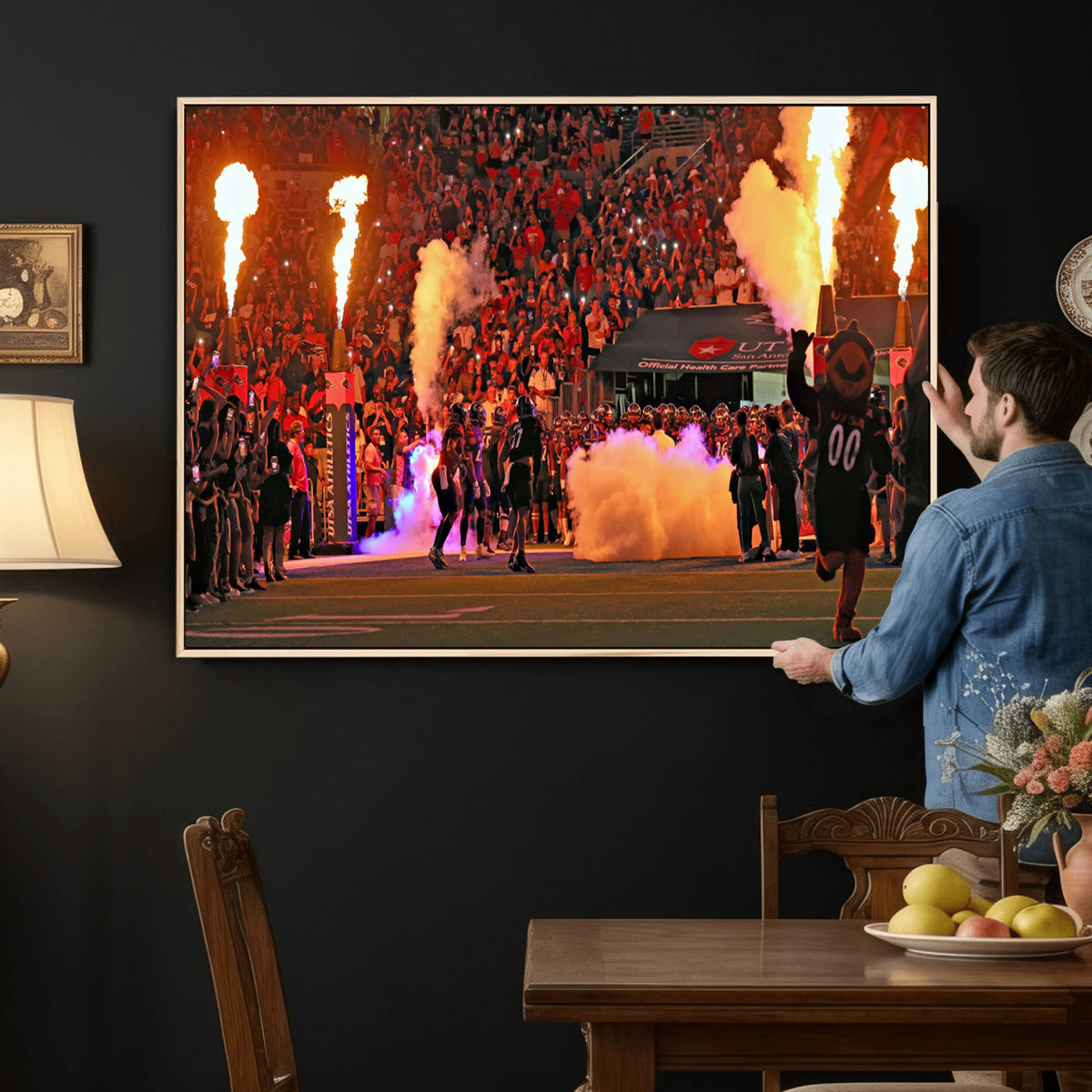 98664-MGV-CV-36X24 - The University of Texas at San Antonio Roadrunners Football Team Print, Extra Large Game Room Wall Decor
