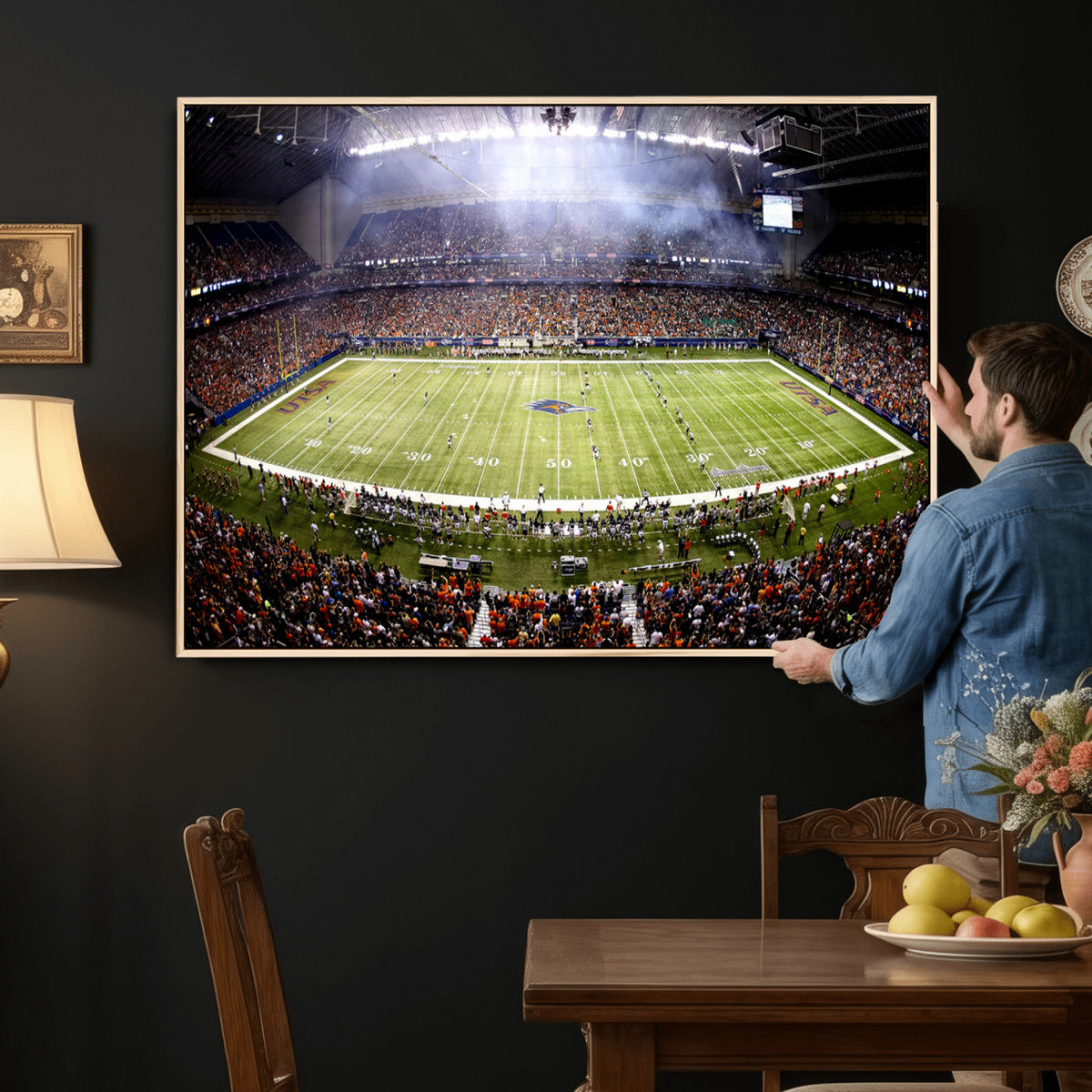 46972-MGV-CV-36X24 - The University of Texas at San Antonio Roadrunners Football Team Print, Framed and Ready to Hang