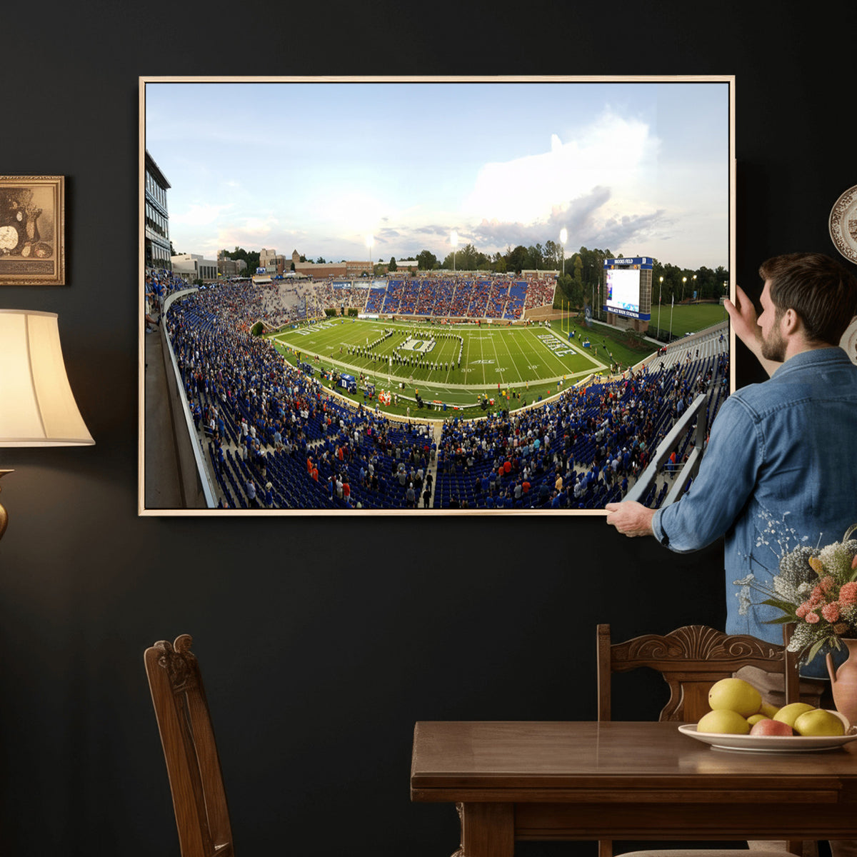 44850-MGV-CV-36X24 - The Duke University Blue Devils Football Team Print, Durham