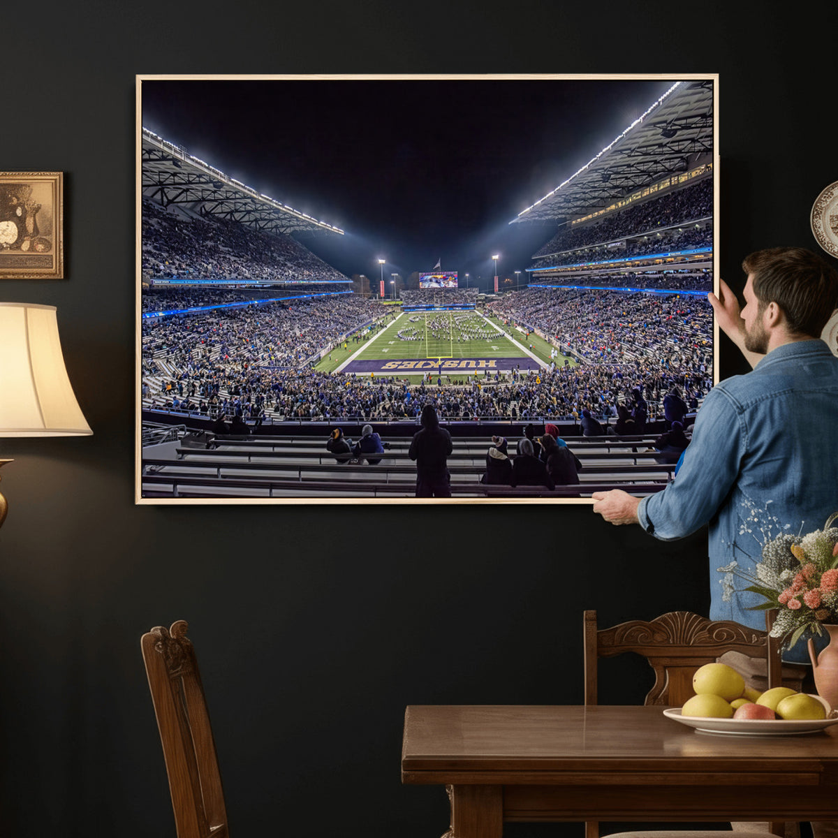85780-MGV-CV-36X24 - The University of Washington Huskies Football Team Print, Extra Large Game Room Wall Decor