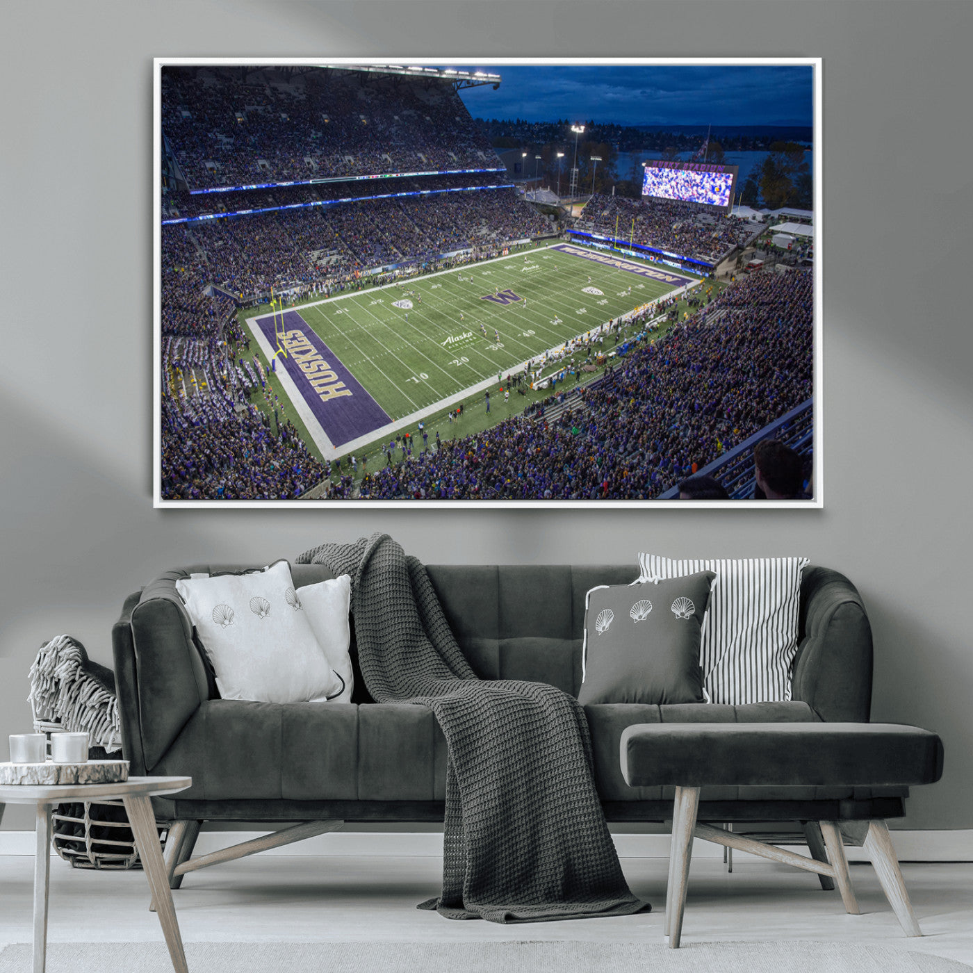 MGV-FC-36X24 - The University of Washington Huskies Football Team Print - Seattle Husky Stadium Wall Art Canvas