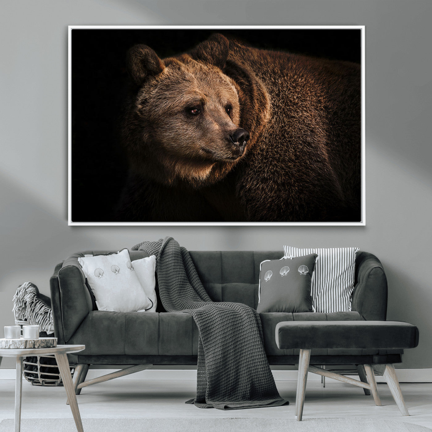 MGV-FC-36X24 - Wild Grizzly 399 Bear Canvas Wall Art Print, Bear Animal Canvas Artwork Print, Black Bear Wall Art