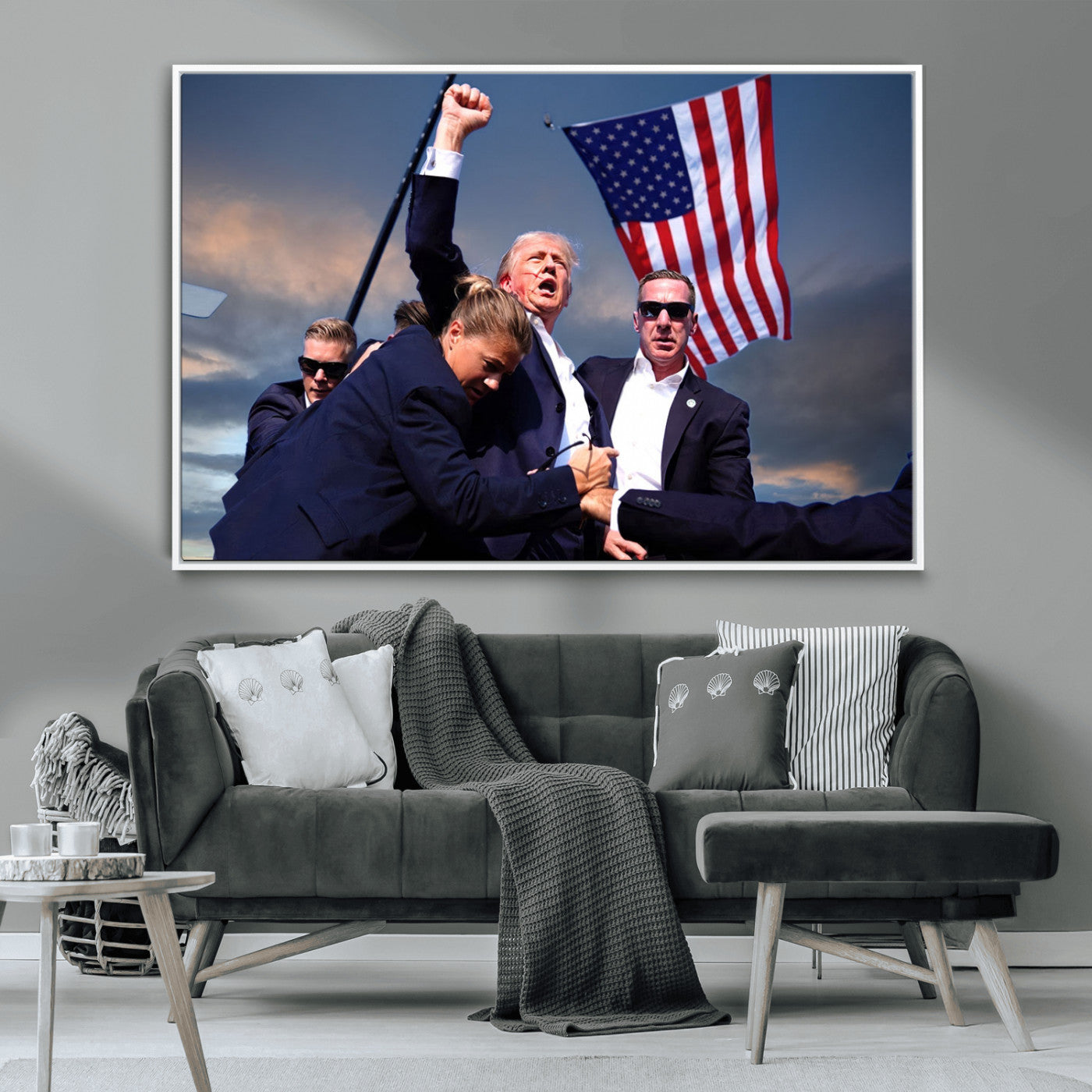 MGV-FC-36X24 - Donald Trump Assassination Attempt Wall Art Print, Trump Historic Footage - Iconic Reaction by Trump