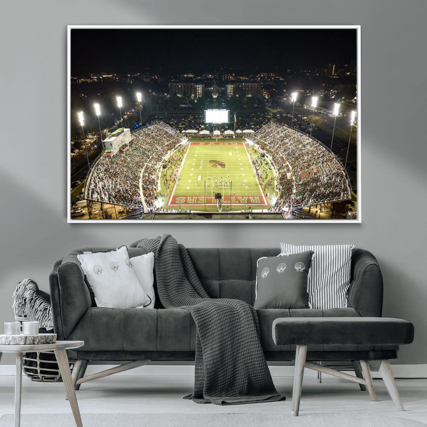 MGV-FC-36X24 - Florida A&M Rattlers Football Team Print - Tallahassee Bragg Memorial Stadium Wall Art Canvas Print