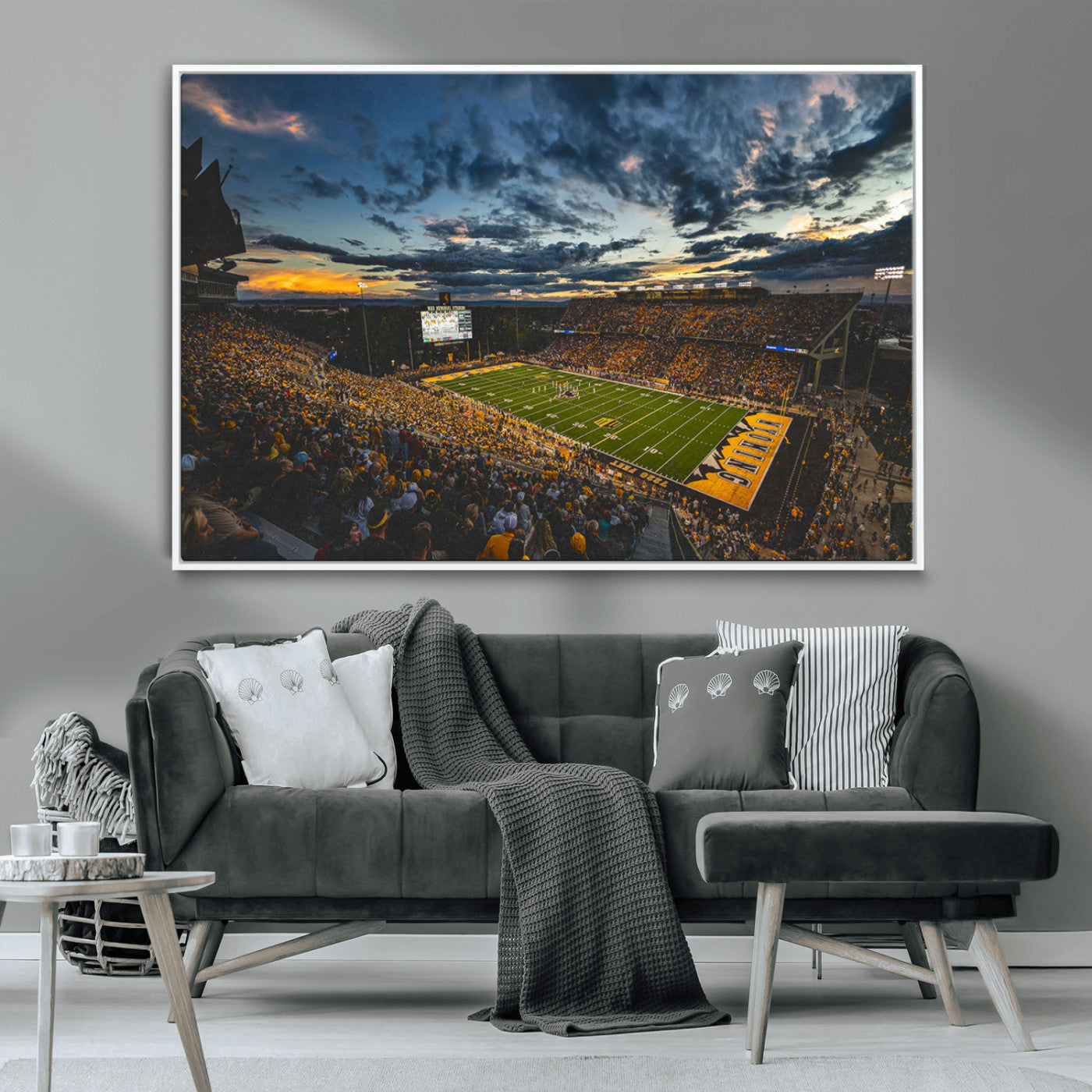 MGV-FC-36X24 - University of Wyoming Cowboys Football Team Print - Laramie War Memorial Stadium Wall Art Canvas
