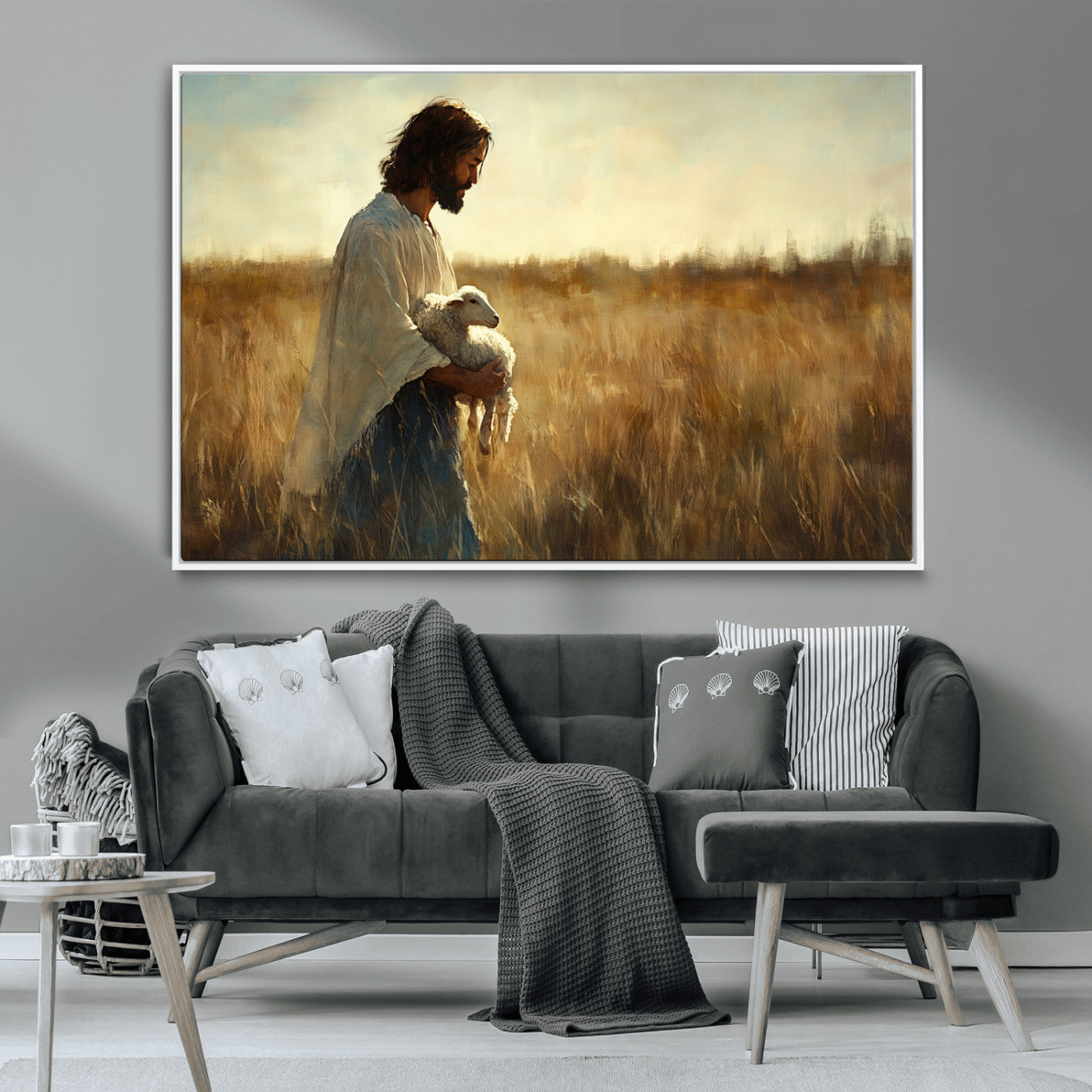 MGV-FC-36X24 - Jesus the Good Shepherd Wall Art Canvas Print - Inspirational Christian Religious Print for Prayer