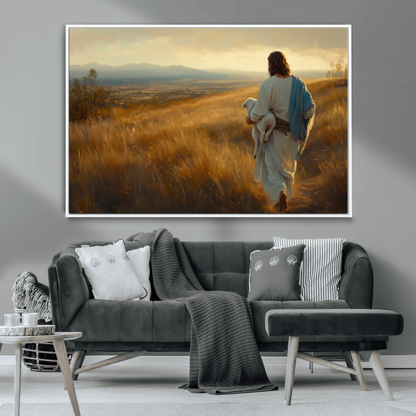 MGV-FC-36X24 - Jesus the Good Shepherd Wall Art Canvas Print - Inspirational Christian Religious Print for Prayer