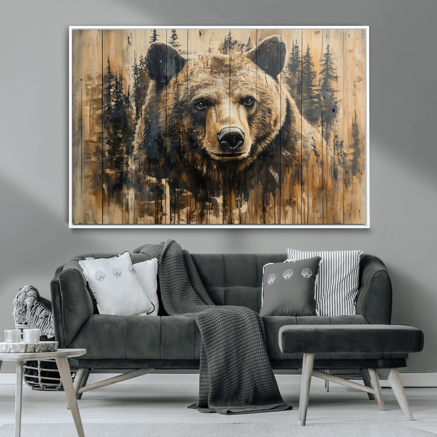 MGV-FC-36X24 - Majestic Grizzly 399 Bear Wall Art | 3-Panel Rustic Canvas Print for Living Room, Office, or Cabin