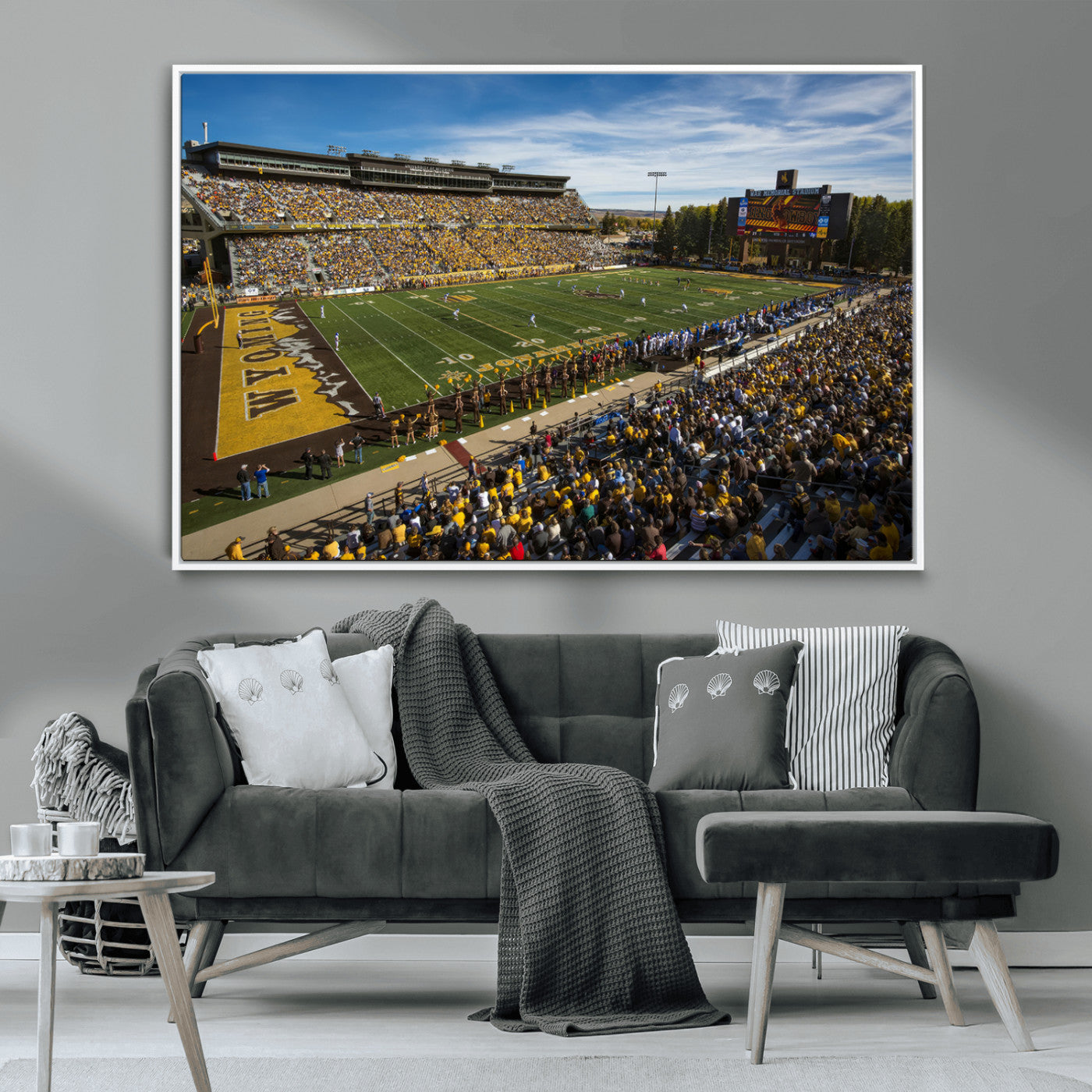MGV-FC-36X24 - University of Wyoming Cowboys Football Team Print - Laramie Jonah Field War Memorial Stadium Wall