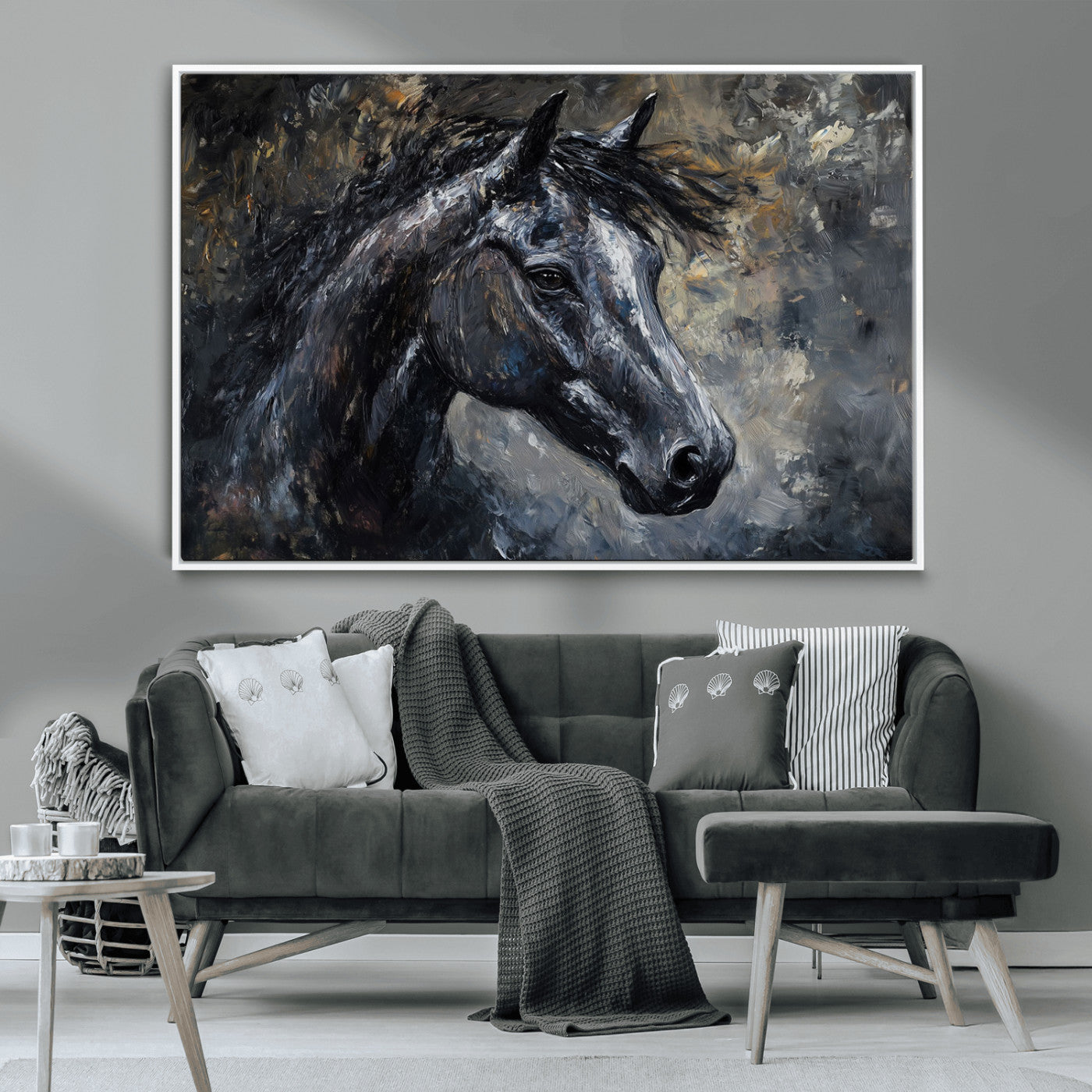 MGV-FC-36X24 - Large Abstract Horse Wall Art Canvas Print | Farmhouse Wall Decor | Rustic Horse Art | Western Cabin