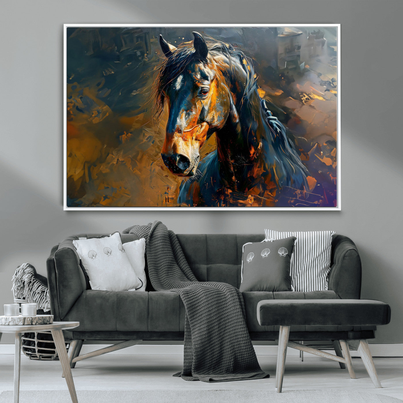 MGV-FC-36X24 - Abstract Horse Wall Art Canvas Print | Farmhouse Wall Decor | Western Cabin Art | Rustic Horse Decor