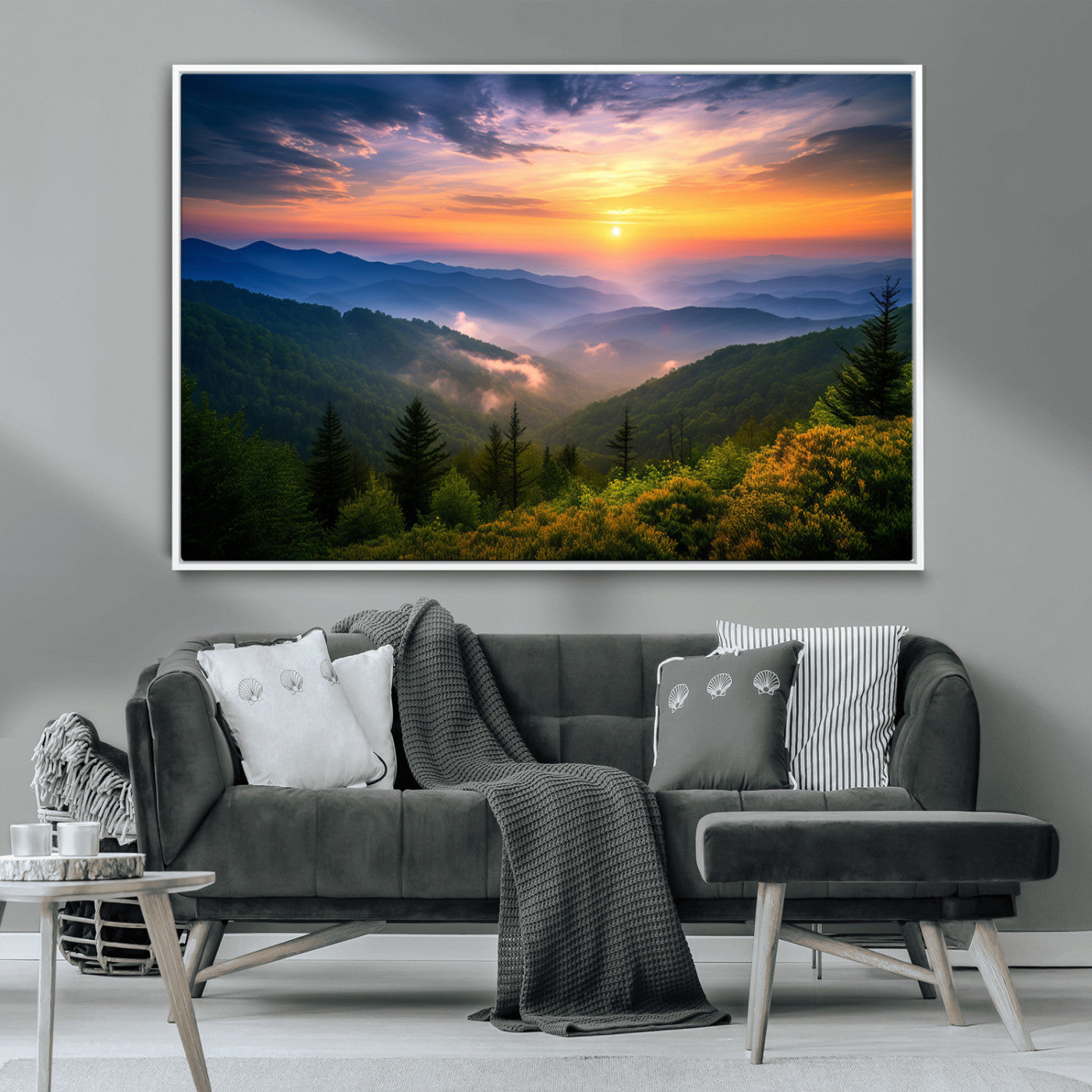 MGV-FC-36X24 - Majestic Mountain Sunrise Print | Landscape Wall Art | Canvas Print Ready to Hang | Farmhouse Wall