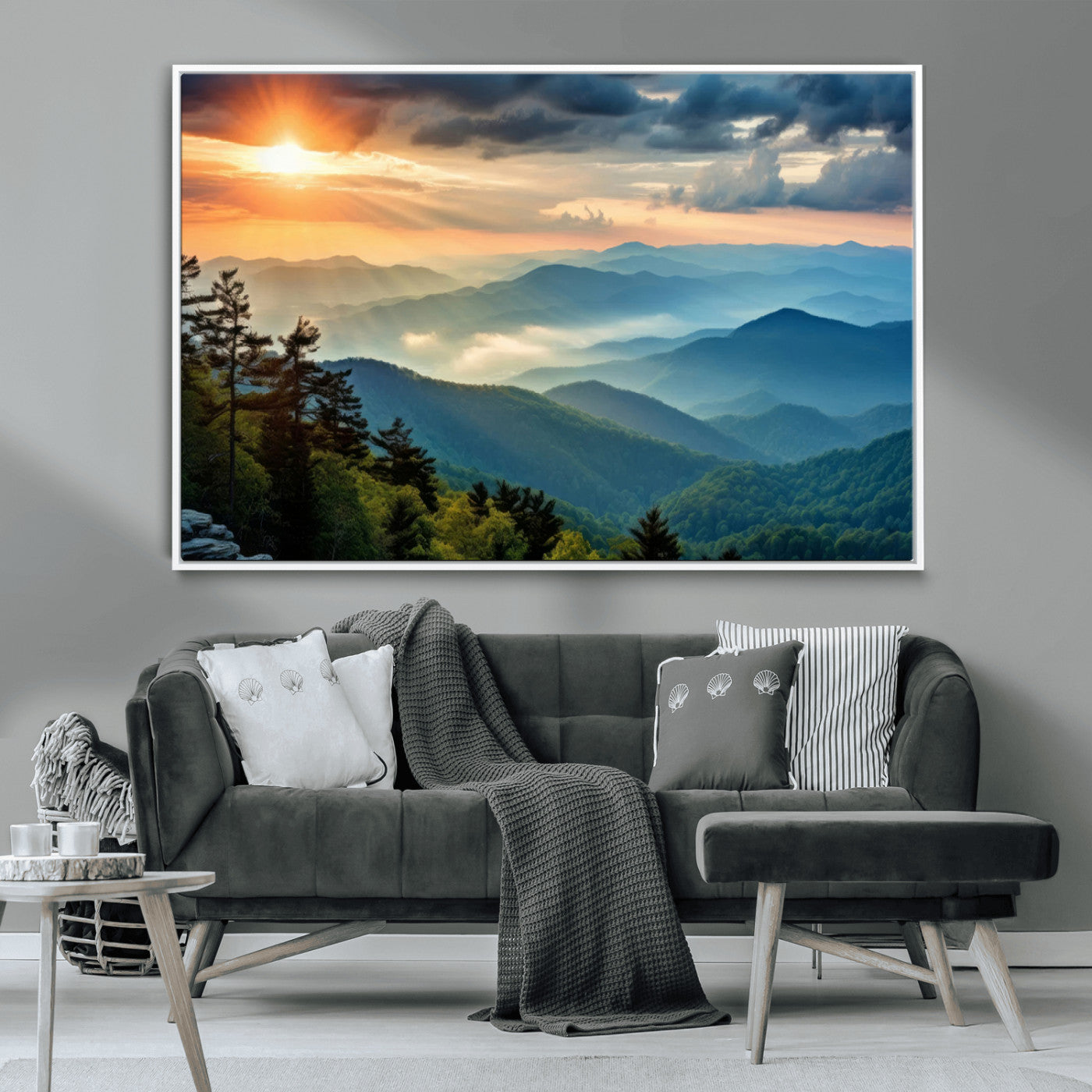 MGV-FC-36X24 - Sunrise Over Mountain Range Wall Art Canvas Print, Farmhouse Wall Decor, Cabin Wall Art
