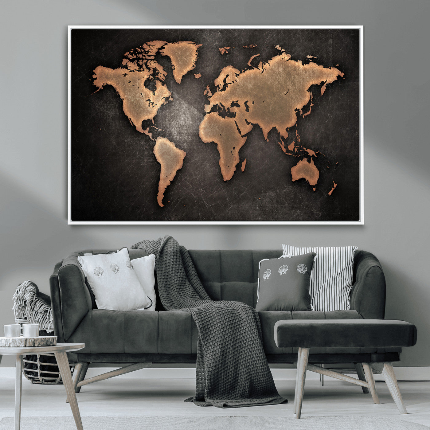 MGV-FC-36X24 - Push Pin World Map Canvas Print – Framed Wall Art for Couples to Track Their Travels – Anniversary