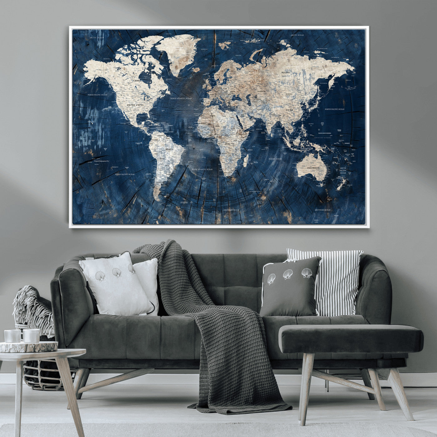 MGV-FC-36X24 - Push Pin World Map Canvas Print – Framed Wall Art for Couples to Track Their Travels – Anniversary