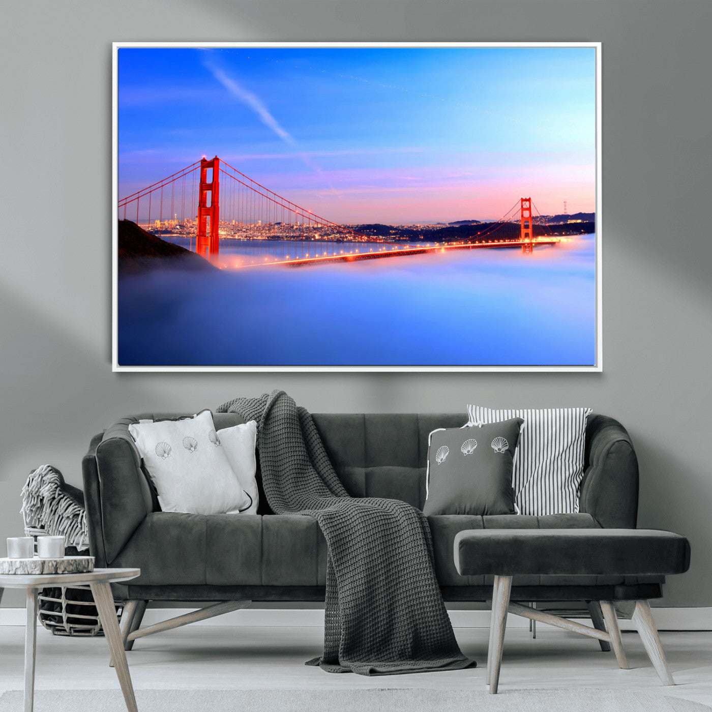 MGV-FC-36X24 - Large Wall Art San Francisco Canvas Print - Amazing Golden Gate Bridge in Fog