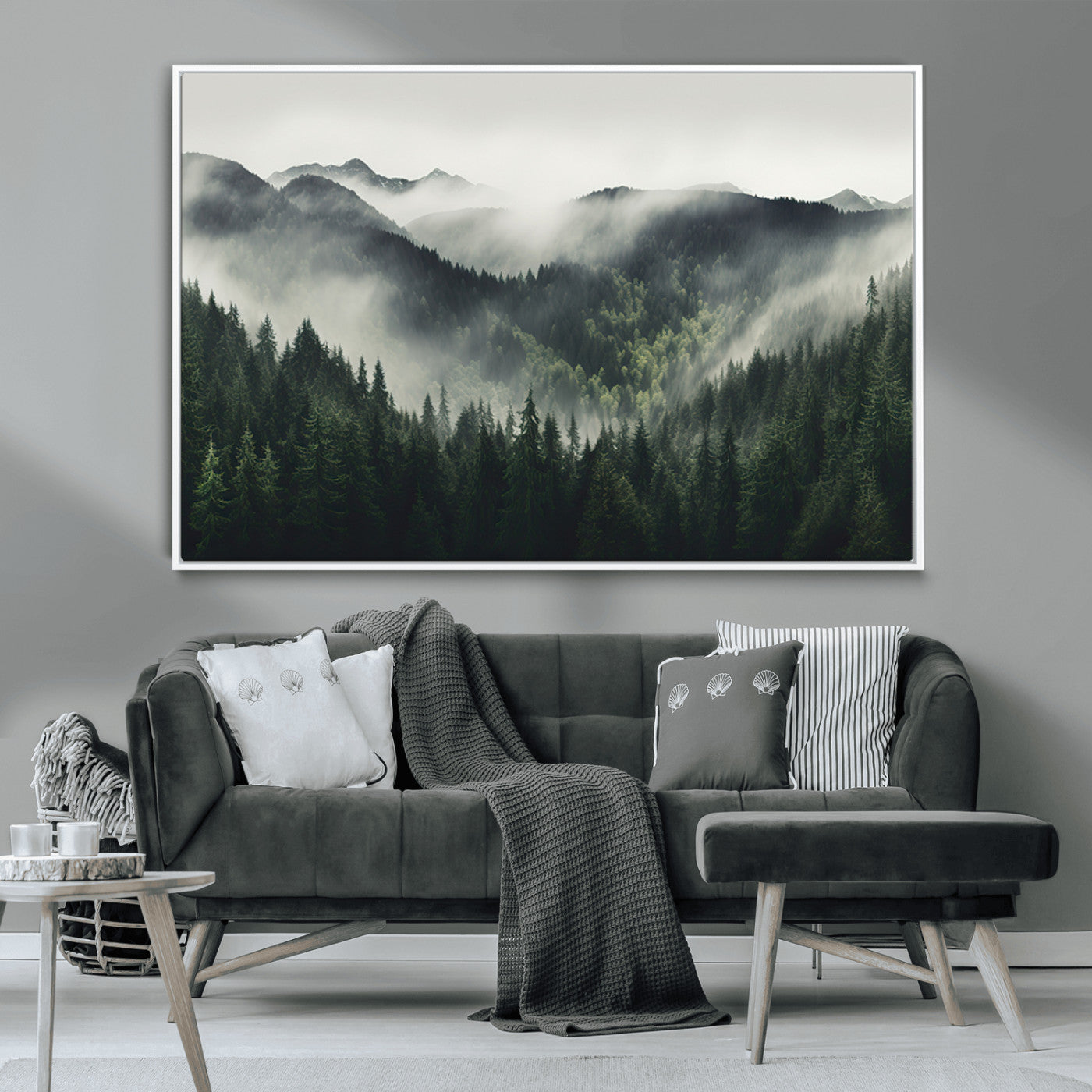 MGV-FC-36X24 - Misty Forest Canvas Print Wall Art Premium Canvas Print a Foggy and Serene Atmosphere