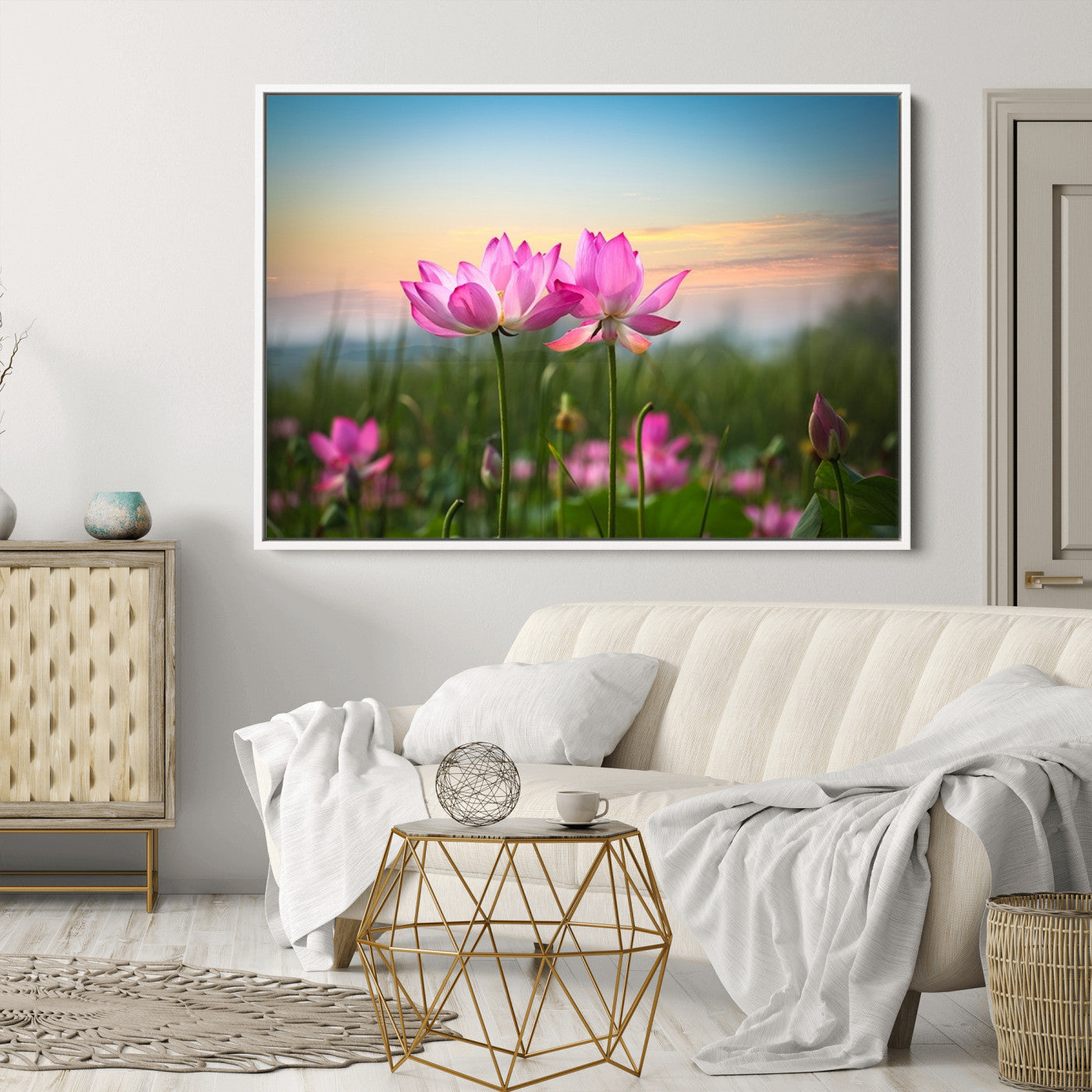 64234-MGV-CV-36X24-Pink Flower on the Mountain Canvas Print, Framed Pink Flower Canvas Wall Art