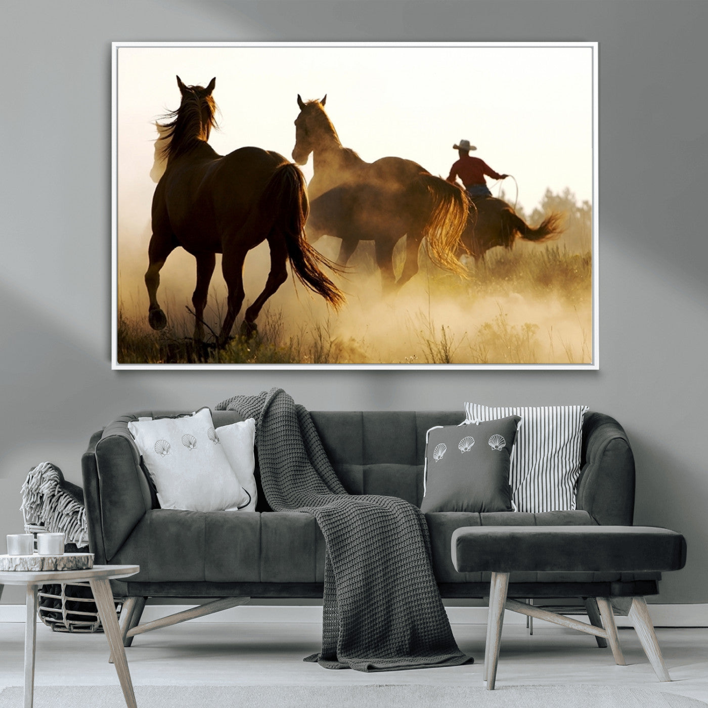 MGV-FC-36X24 - Horses and Cowboys Wall Art Canvas Print