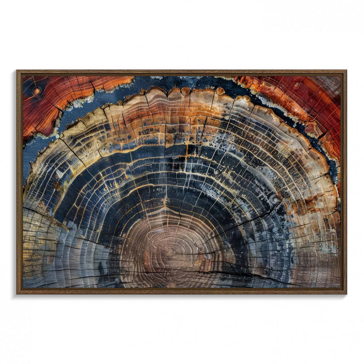 Abstract Tree Ring Wall Art, Colorful Framed Tree Ring Wall Decor, Minimalist Home Canvas Art, Modern Farmhouse Decor