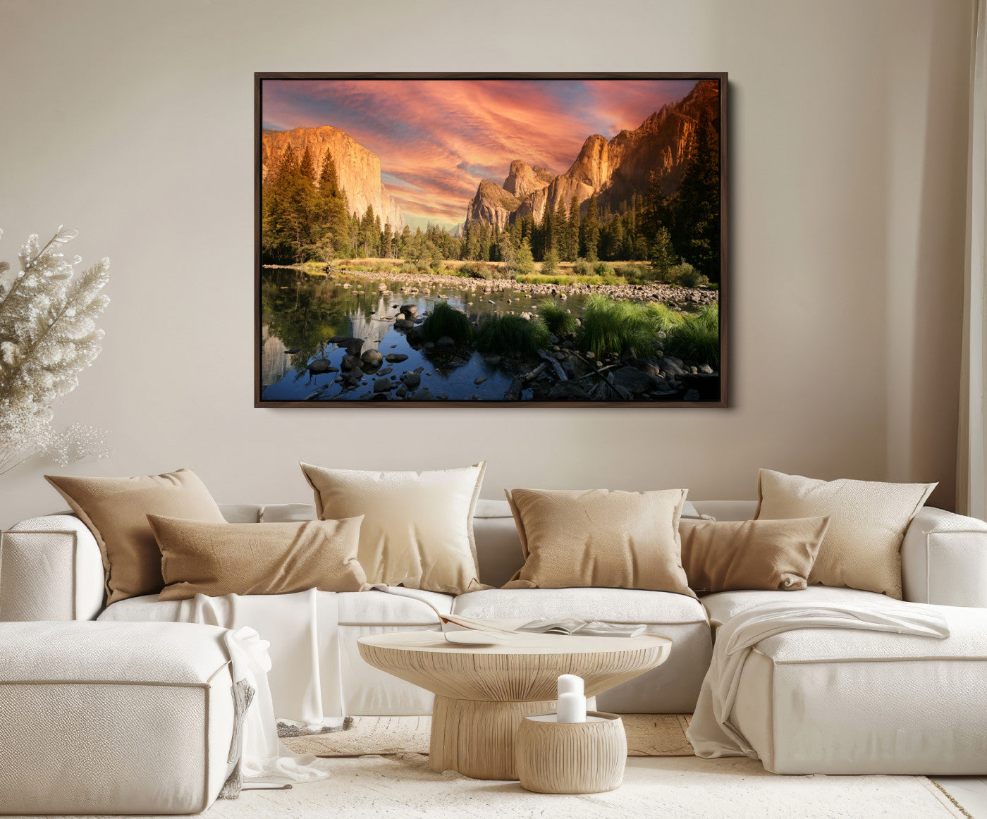 31199457-MGV-FC-36X24-Yosemite Valley Wall Art Canvas Print – El Capitan Sunset Sky Vibrant Landscape Nature Artwork for Home Office