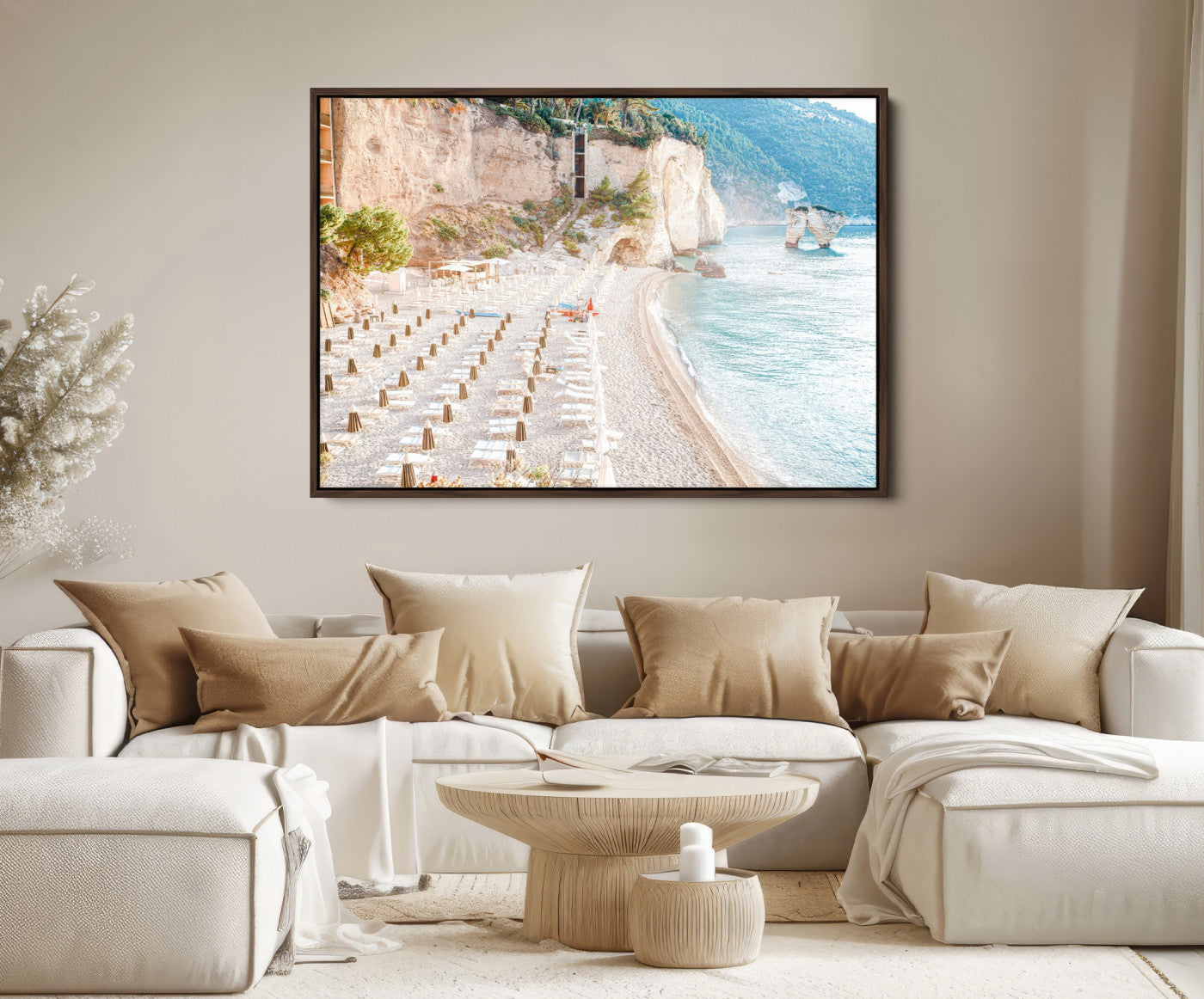 84816639-MGV-FC-36X24-Beach Wall Art Canvas Print – Framed Coastal Seascape Summer Shore Relaxing Ocean Landscape Artwork for Home Office