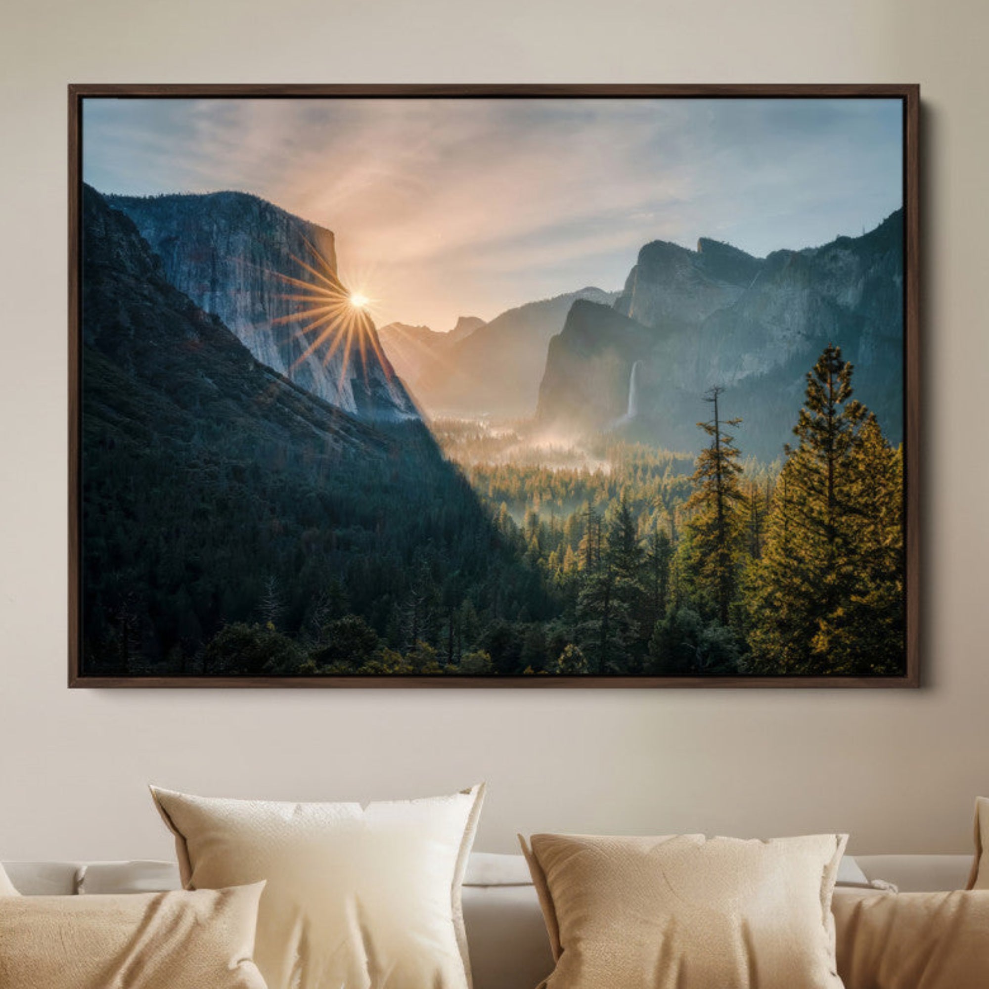 51605481-MGV-FC-36X24-Yosemite Valley Wall Art Canvas Print – Framed Mountain Landscape National Park Scenic Nature Artwork for Home Office