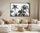 46641801-MGV-FC-36X24-Palm Wall Art Canvas Print, Framed Tropics Art Picture Print, Monochrome Perfect Minimalist Decor