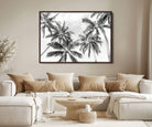 Edit-Images-Black and White Palm Tree Wall Art – Monochrome Tropical Canvas Print for Coastal or Minimalist Living Room Decor