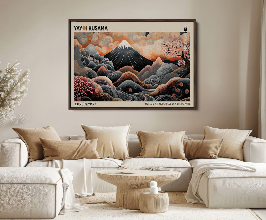 Modern Japanese Wall Art Print Yayoi Kusama Canvas Wall Art Abstract Mount Fuji Canvas Print Japanese Landscape Art Printing