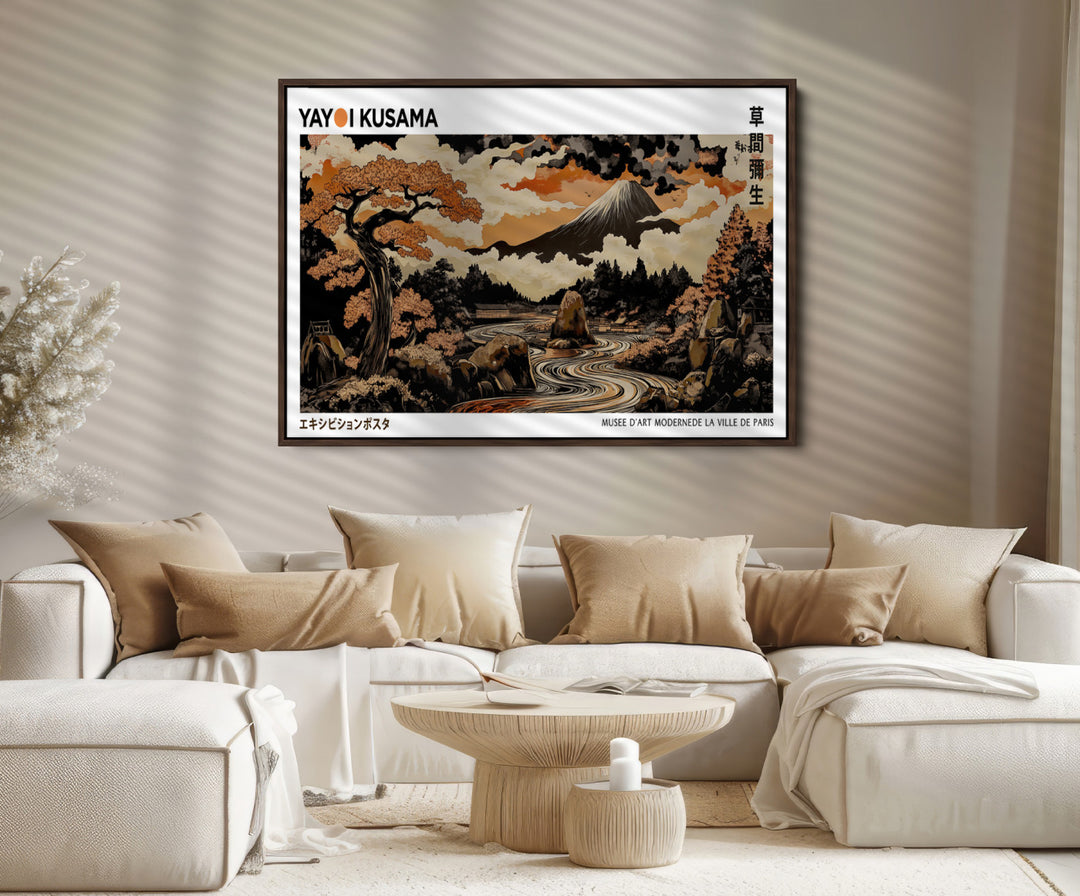 Modern Japanese Wall Art Print Yayoi Kusama Canvas Wall Art Abstract Mount Fuji Canvas Print Japanese Landscape Art Printing