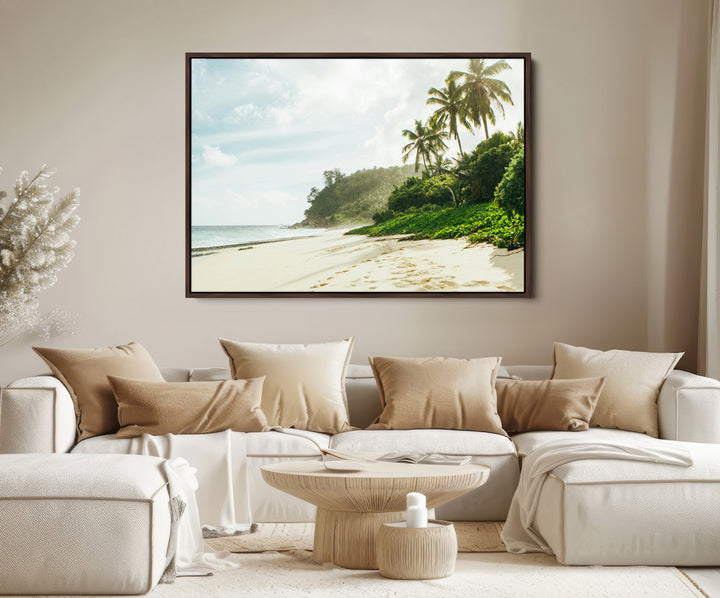 Relaxing Beach Wall Art Canvas Print, Framed Ocean View Art Picture Print, Coastal Serenity Perfect Tropical Coastal Decor Artwork