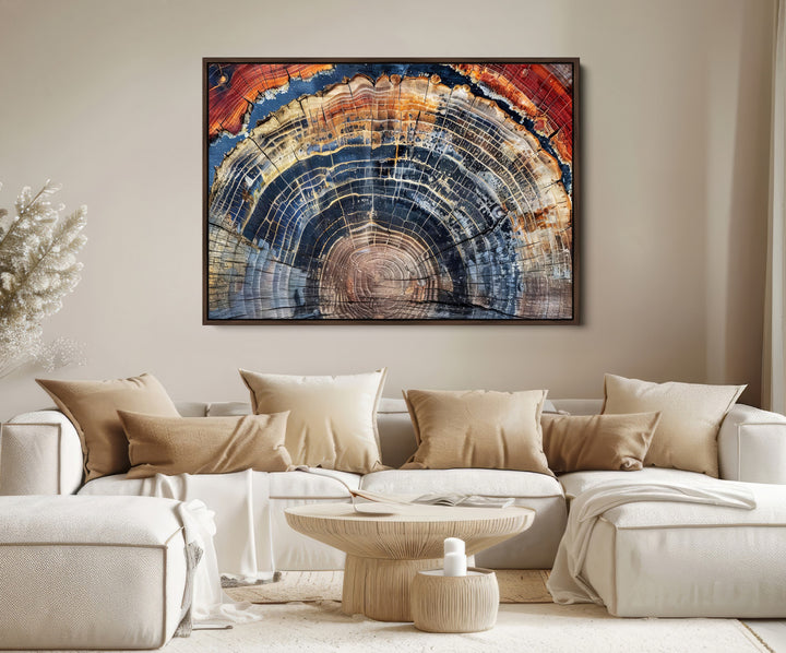 Tree Rings Canvas Wall Art Print, Framed Wood Texture Art Picture Print, Petrified Wood Perfect Modern Rustic Decor Artwork
