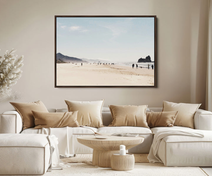 Minimalist Beach Wall Art Canvas Print, Framed Coastal Serenity Art Picture Print, Soft Sand Perfect Coastal Decor Artwork
