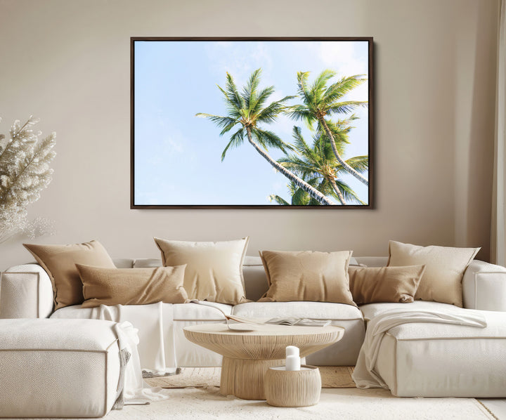 Palm Trees Wall Art Canvas Print, Framed Tropical Art Picture Print, Coastal Perfect Tropical Decor Artwork