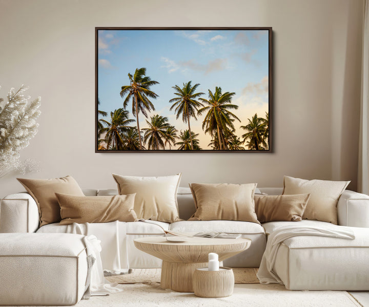 Palms Wall Art Canvas Print, Framed Tropical Art Picture Print, Coastal Perfect Coastal Decor Artwork