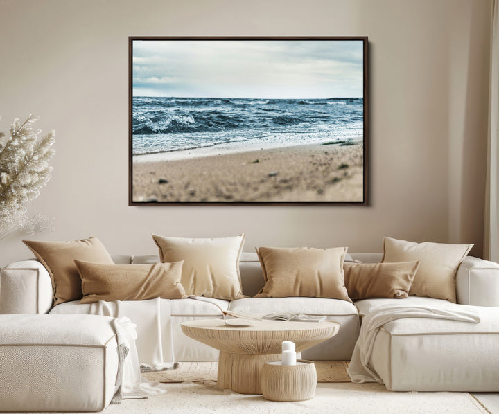 Ocean Wall Art Canvas Print, Framed Coastal Canvas Art Picture Print, Moody Seascape Perfect Coastal Minimalist Decor Artwork