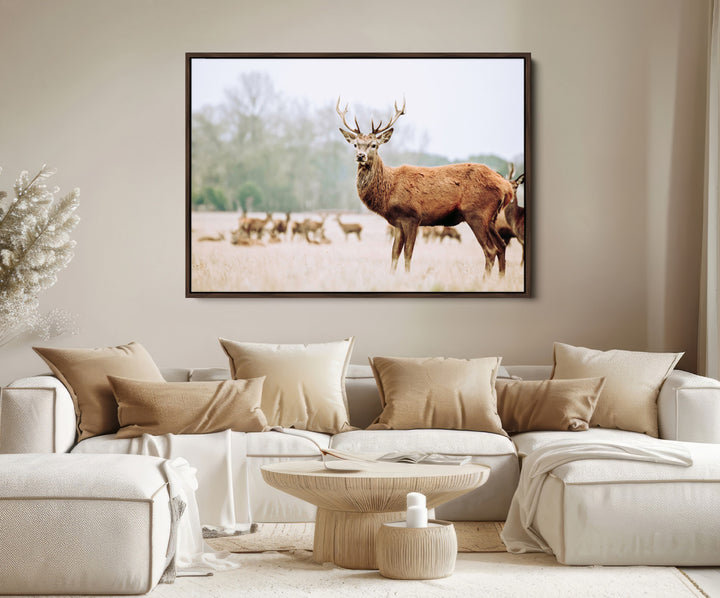 Rustic Nature Print Wall Art Canvas Print, Framed Deer Canvas Wall Art Art Picture Print, Nordic Animal Art Perfect Rustic Nature Decor