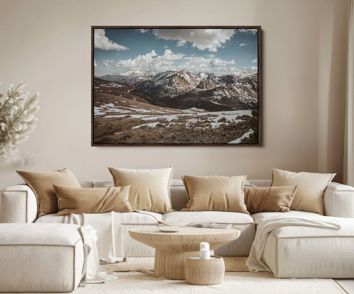 Mountain Landscape Wall Art Canvas Print, Framed Snowy Peaks Art Picture Print, Rugged Highlands Perfect Rustic Adventure Decor Artwork