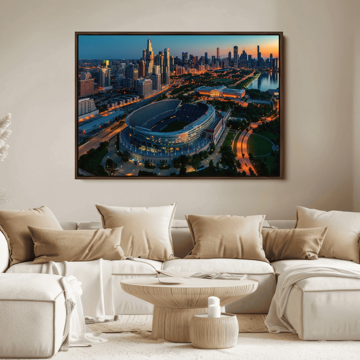 36690345-MGV-CV-36X24-Chicago Bears Soldiers Field Wall Art Canvas Print – Framed Football Stadium Artwork for Sports Fans, Soldier Field Skyline Canvas Decor for Game Room or Man Cave