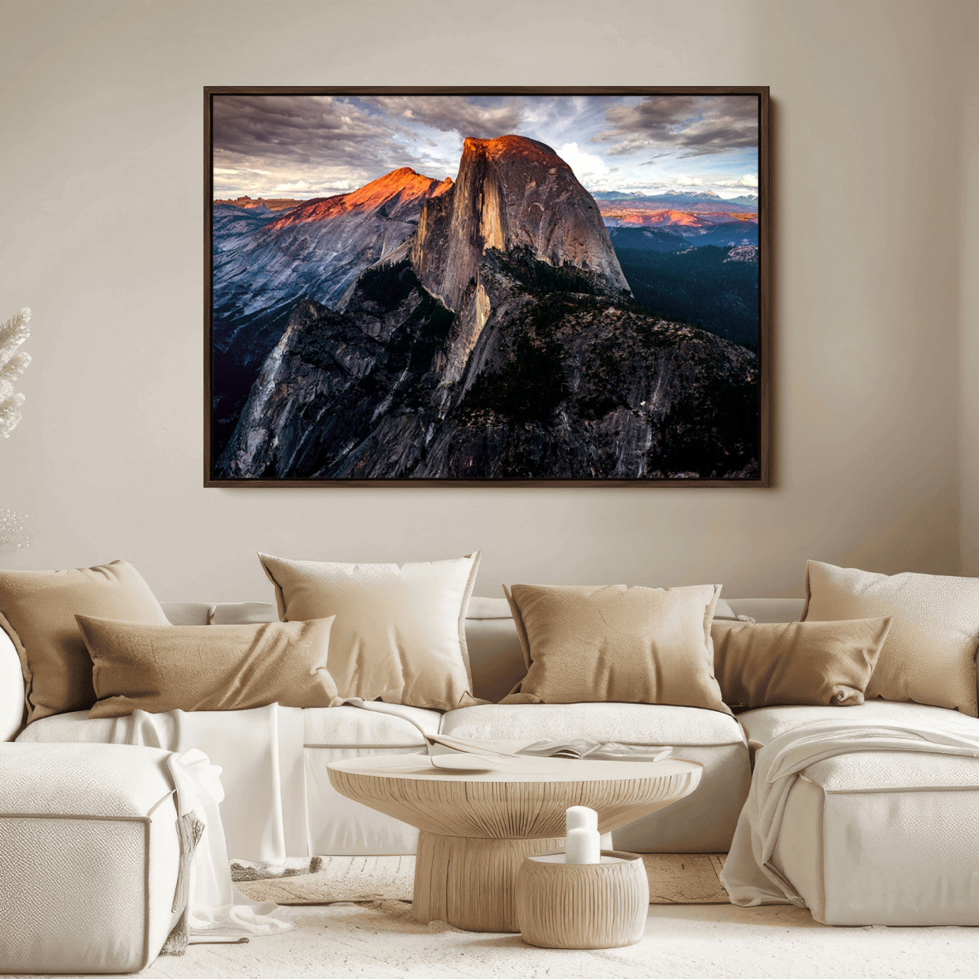 20714-MGV-FC-36X24_Walnut-Half Dome Wall Art Print - Yosemite Majestic Triptych Landscape Print – National Park Nature Decor for Living Room or Office – Ready to Hang