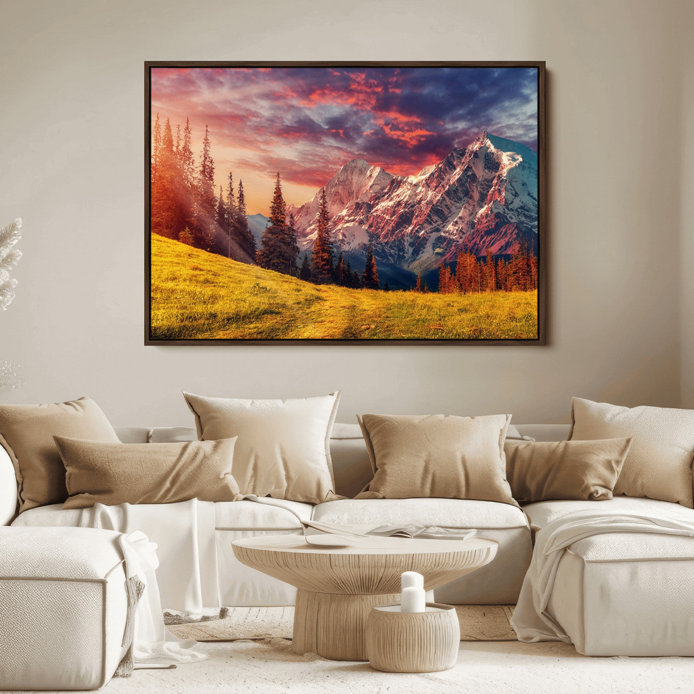 48448-MGV-FC-36X24_Walnut-Mountain and Daylight Red Sunset Wall Art Canvas Print