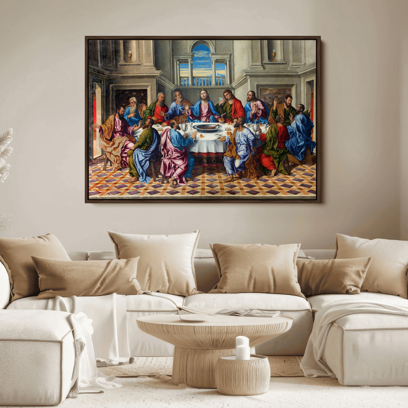 18691-MGV-FC-36X24_Walnut-The Last Supper Multi Panel Canvas Wall Art