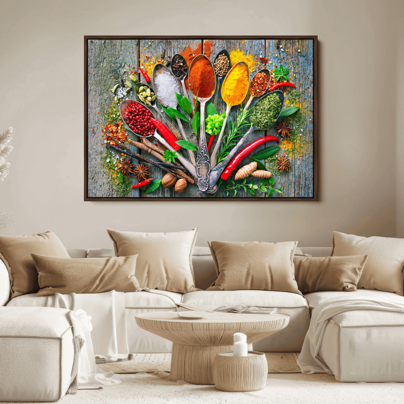 20619-MGV-FC-36X24_Walnut-Spoonful of Spices Cooking Wall Art Canvas Print - Vibrant Kitchen Decor Triptych – Culinary Art Print for Dining Room or Kitchen – Ready to